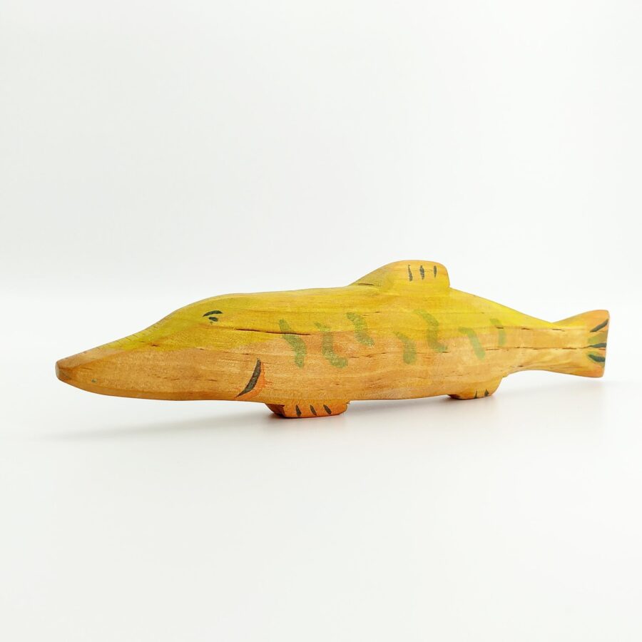 Sägefisch Holzspielzeug Hecht klein 02, Fisch, Hecht, Holzfigur Hecht, Kleiner Hecht, Piky der kleine Hecht, Sägefisch Hecht