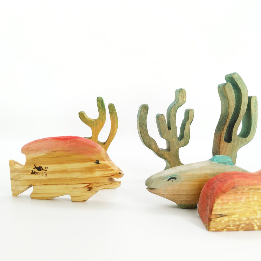 Sägefisch Holzspielzeug Riffbarsch 05, Barsch, Fisch, Holzfigur Riffbarsch, Kleiner Riffbarsch, Richard der Riffbarsch, Sägefisch Riffbarsch